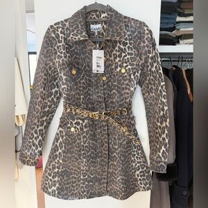Ganni Foil Leopard denim dress